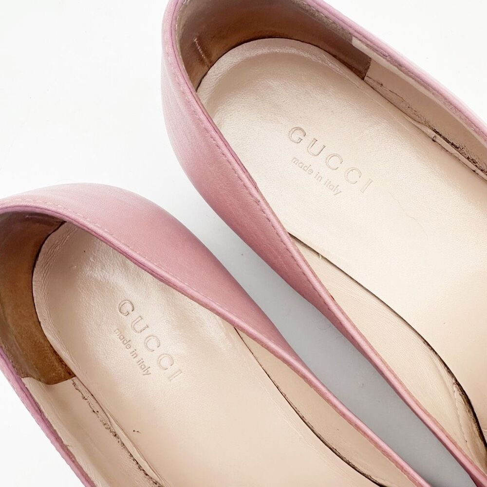 GUCCI Pink Kira Horsebit Square Toe Ballet Flat 37.5 US 7.5 Leather Loafers - Picture 4 of 12